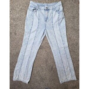LE LIS Jeans Size Large Straight Leg Light Wash Vertical Seam Spring Travel